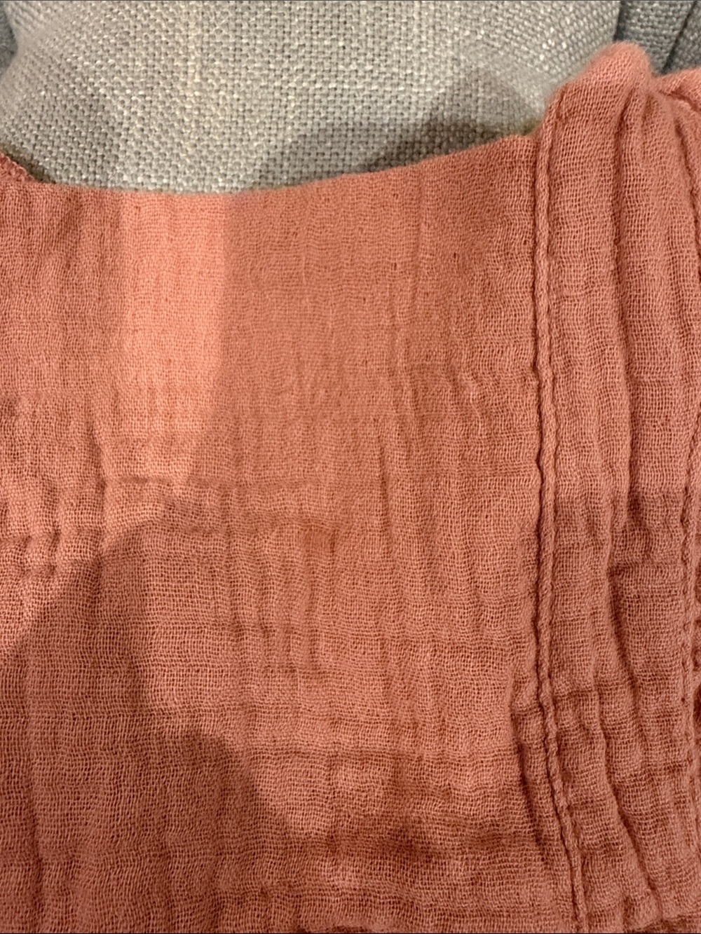 Rust Ruffled Gauze Baby Romper - Picture 2 of 4